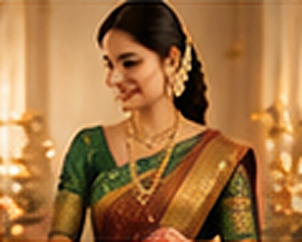Woman in festive silk saree