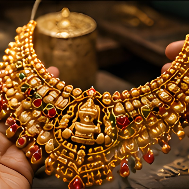 A long haram with Lakshmi coins, a South Indian classic.