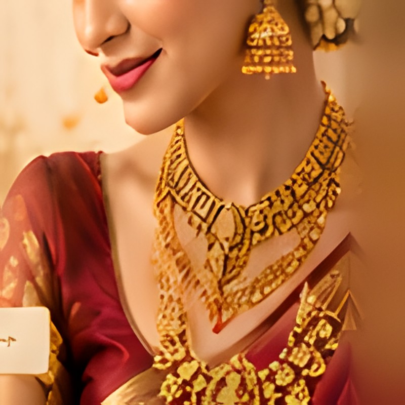 Antique gold against deep red silk.