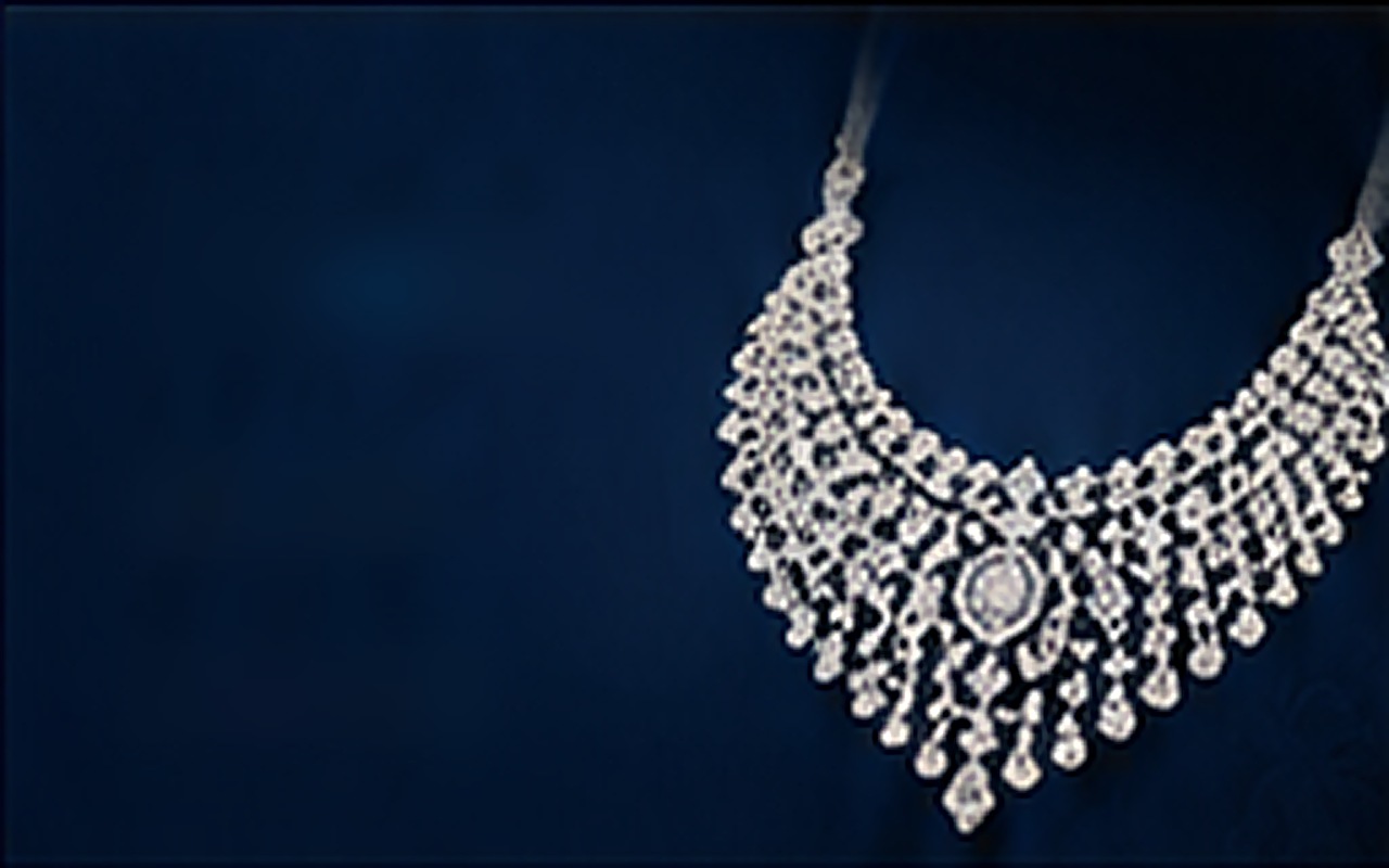 Diamond necklace on navy velvet